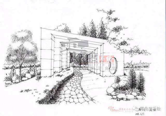 优秀手绘作品--景观园林篇